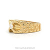 Round Diamond Solitaire Men's Ring with Textured Nugget Sides in 14k Yellow Gold - Thumbnail 3