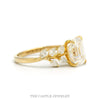 Emerald Cut Moissanite Ring with Pear Cut Moissanite Leaf Designed Accented Sides in 10k Yellow Gold - Thumbnail 2