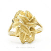 14k yellow gold sculptural laurel leaf cluster ring with diamond-cut facets — top view - Thumbnail 1