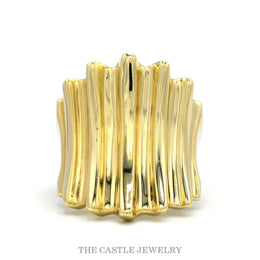 14k Yellow Gold Ridged Concave Designed Ring