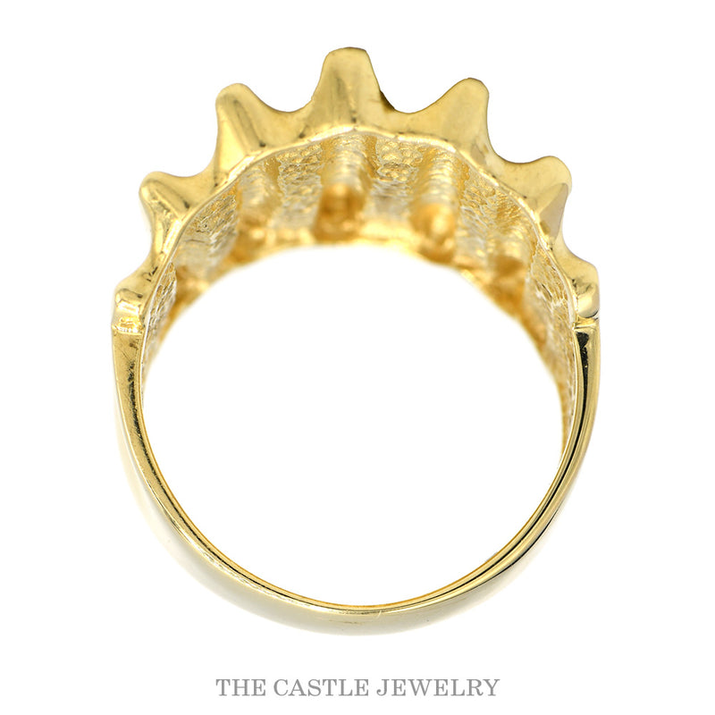 14k Yellow Gold Ridged Concave Designed Ring