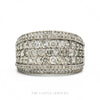 10k white gold multi-row round diamond cluster band with wider center row — top view - Thumbnail 1
