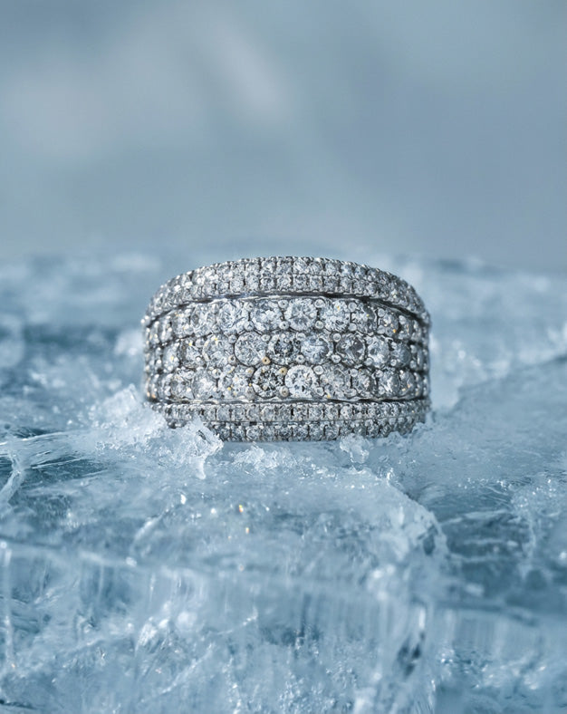 1.75ctw Multi-Row Round Diamond Cluster Band with Wider Center Row in 10k White Gold