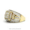 1cttw Round Diamond Cluster Bridal Ring with Diamond Halo and Heavily Accented Sides in 10k Yellow Gold - Thumbnail 3