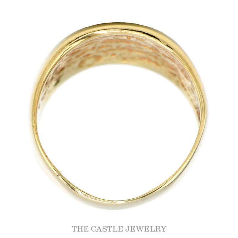 Front-facing view of the 10k yellow gold men's dome band