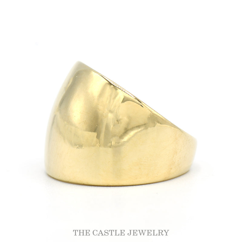 Side profile of the 10k yellow gold dome band