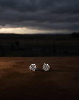Salt and Pepper 2cttw Round Brilliant Cut Diamond Stud Earrings with Butterfly Pushbacks in 14k White Gold
