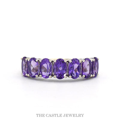 Le Vian 14k white gold oval amethyst half-eternity band — top view