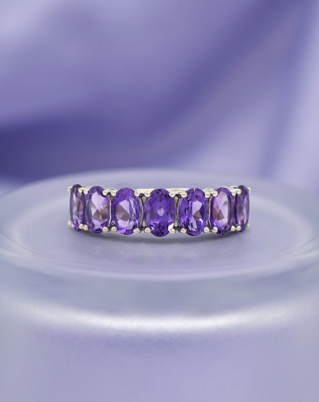 Le Vian Oval Amethyst Half-Eternity Band in 14k White Gold