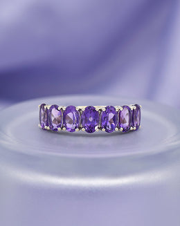 Le Vian Oval Amethyst Half-Eternity Band in 14k White Gold