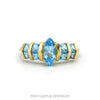 14k yellow gold marquise blue topaz row ring — top view - Thumbnail 1