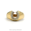 10k yellow gold double row diamond horseshoe ring — top view - Thumbnail 1