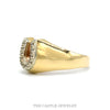 Side profile of the 10k yellow gold diamond horseshoe ring showing the tapered shoulders - Thumbnail 2