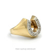 Side profile of the diamond horseshoe ring showing the flared polished shoulder - Thumbnail 2
