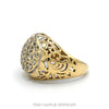 Side profile of the Kentucky cluster ring showing the domed mounting and pierced filigree shoulder - Thumbnail 2