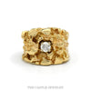 Men's .25ct diamond solitaire wide nugget ring in 14k yellow gold — top view - Thumbnail 1