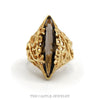 Large marquise smoky quartz ring in an open freeform 10k yellow gold mounting — top view - Thumbnail 1
