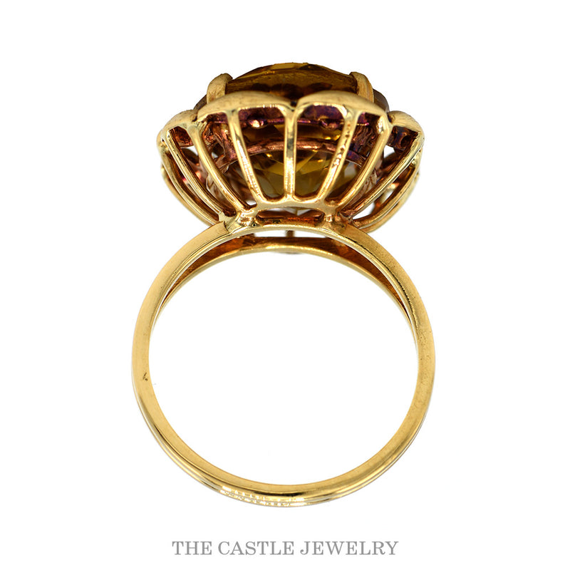 Front-facing view of the oval citrine ring showing the split shank
