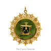 Buddhist Temple Pendant on Green Jade with Ruby & Quartz Accents in 14k Yellow Gold - Thumbnail 1