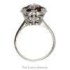Round Shaped Garnet Cluster Ring with Round Diamond Center in 14k White Gold - Thumbnail 2