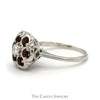 Round Shaped Garnet Cluster Ring with Round Diamond Center in 14k White Gold - Thumbnail 3