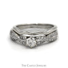 Round Diamond Solitaire Bridal Set with Twisted Diamond Accented Sides & Band in 14k White Gold - Thumbnail 1