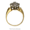 Marquise Shaped 1/2cttw Diamond Cluster Ring in 14k Yellow Gold Ridged Mounting - Thumbnail 2