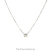 .10ct Diamond Solitaire Pendant on 21 inch 14k White Gold Chain - Thumbnail 1