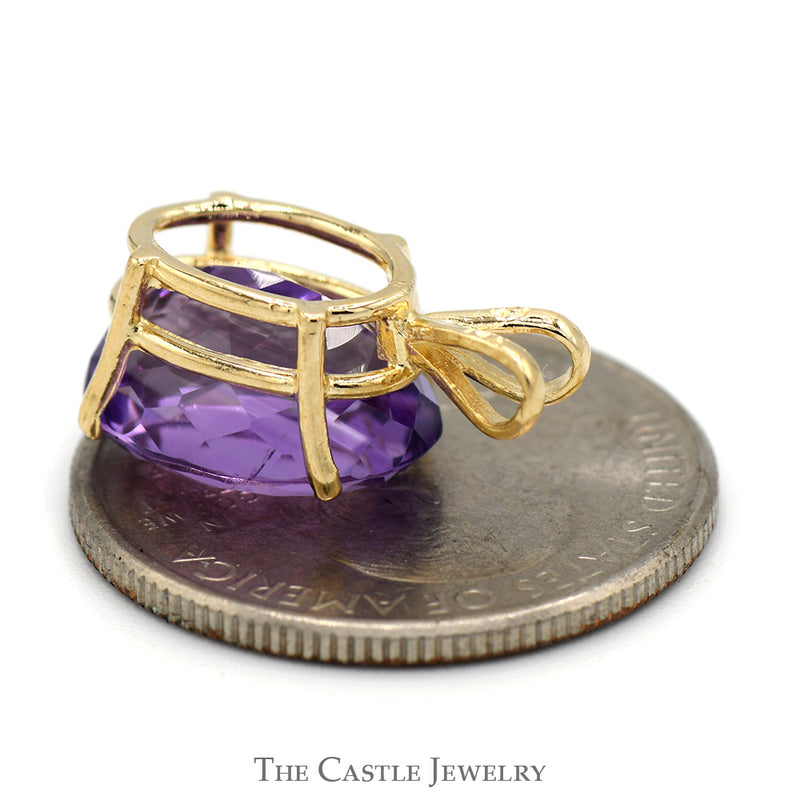 Oval Cut Amethyst Pendant in 14k Yellow Gold