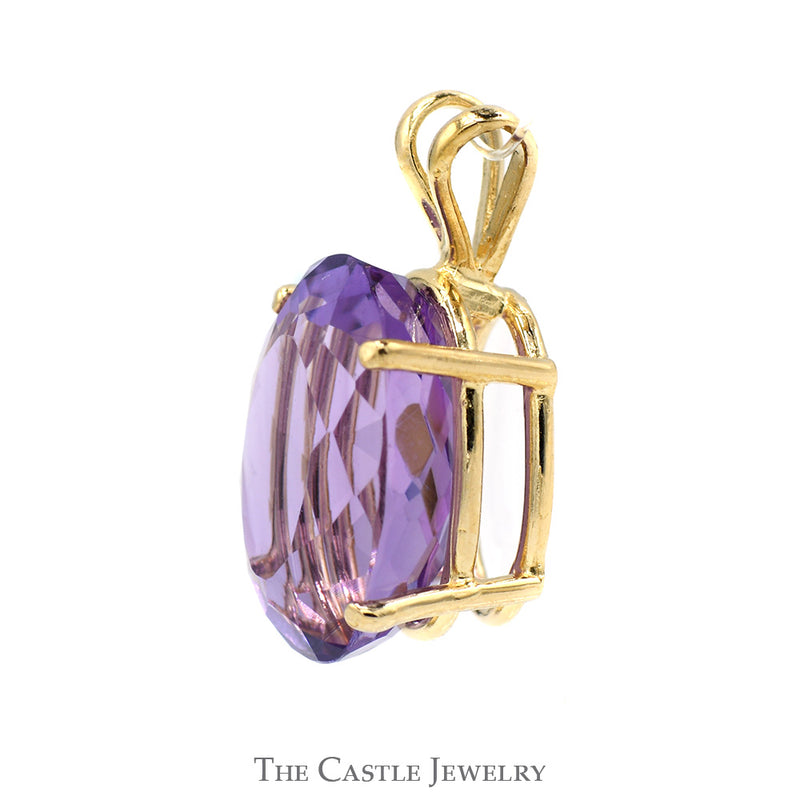 Oval Cut Amethyst Pendant in 14k Yellow Gold
