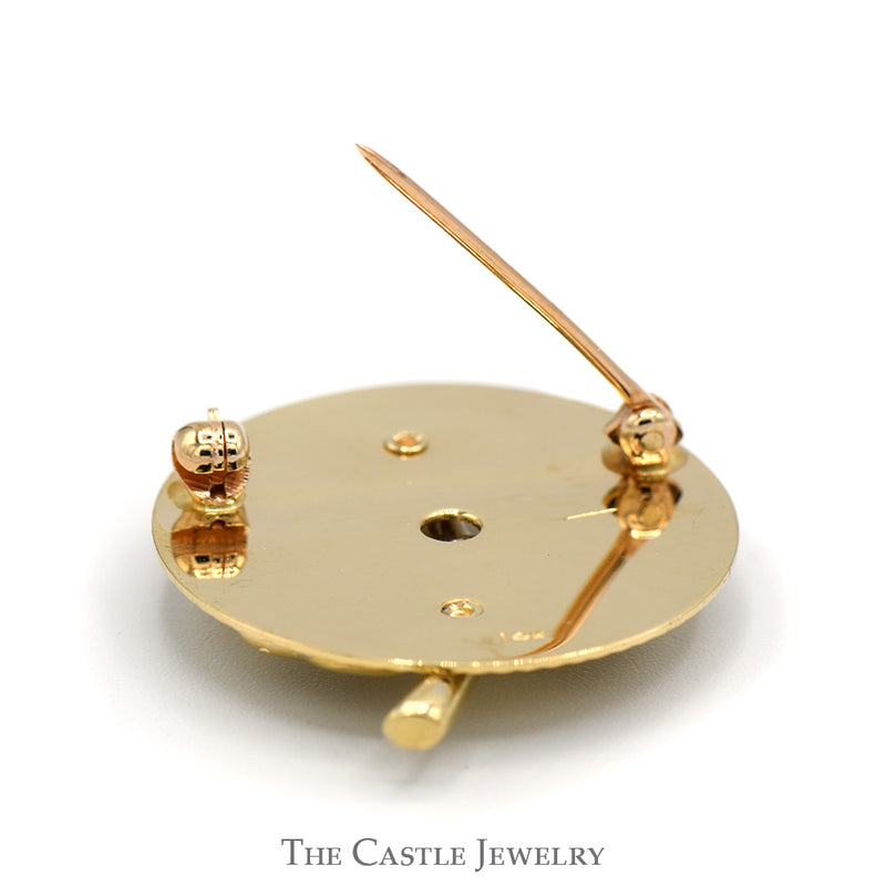 Four Leaf Clover Pin with Diamond Accent in 14k Yellow Gold