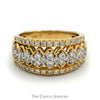 1cttw Diamond Cluster Band with Intricate Open Design in 14k Yellow Gold - Thumbnail 1