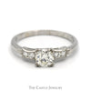 Vintage Round Transitional Cut Diamond Engagement Ring with Diamond Accents in Platinum - Thumbnail 1