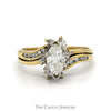 3/4cttw Marquise Cut Diamond Bridal Set with Diamond Halo and Accented Sides in 14k Yellow Gold - Thumbnail 1