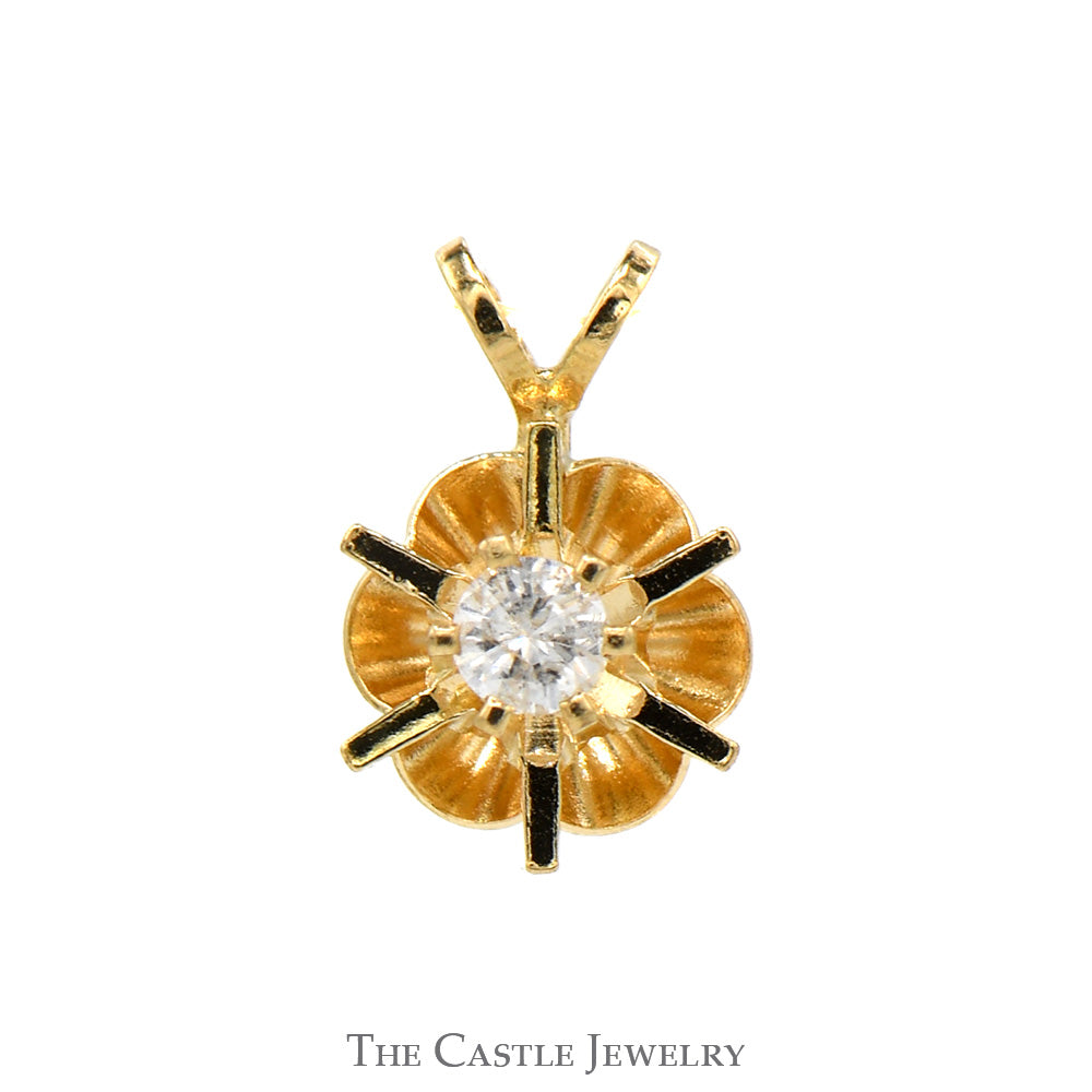 Round Diamond Solitaire Pendant in 14k Yellow Gold Buttercup Mount