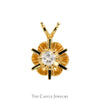 Round Diamond Solitaire Pendant in 14k Yellow Gold Buttercup Mount - Thumbnail 1
