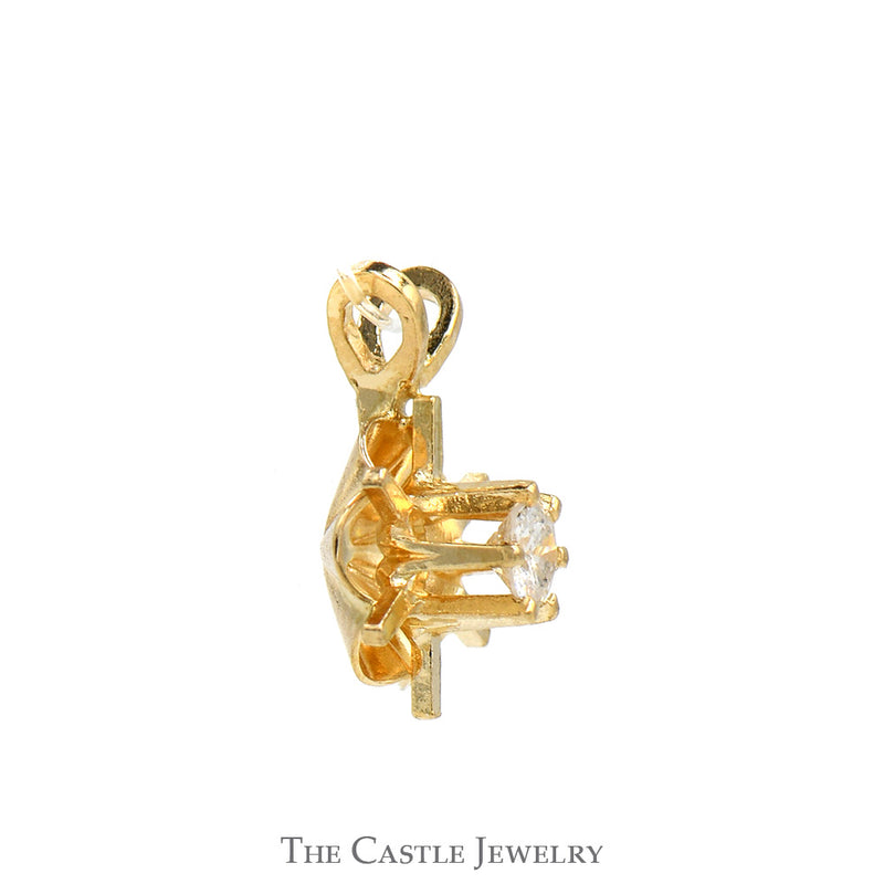 Round Diamond Solitaire Pendant in 14k Yellow Gold Buttercup Mount