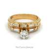 1cttw Diamond Solitaire Bridal Set with Baguette Accents and Matching Band in 14k Yellow Gold - Thumbnail 1