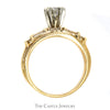 1cttw Diamond Solitaire Bridal Set with Baguette Accents and Matching Band in 14k Yellow Gold - Thumbnail 2