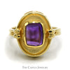 Rectangular Cabochon Amethyst Ring in 14k Yellow Gold Oval Setting - Thumbnail 1