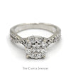 3/4cttw Round Diamond Cluster Ring with Diamond Accented Twisted Sides in 10k White Gold - Thumbnail 1