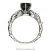 Black Diamond Solitaire Engagement Ring with Round Diamond Accents in 10k White Gold Twisted Mounting - Thumbnail 2