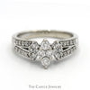 Marquise Shaped Triple Diamond Cluster Ring with Diamond Accented Split Shank Sides in 10k White Gold - Thumbnail 1