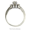 Marquise Shaped Triple Diamond Cluster Ring with Diamond Accented Split Shank Sides in 10k White Gold - Thumbnail 2