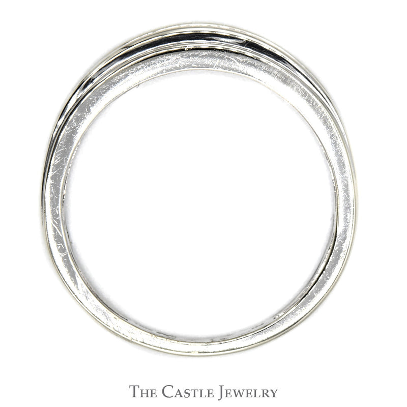 7 Nick Set Round Diamond Wedding Band in 10k White Gold