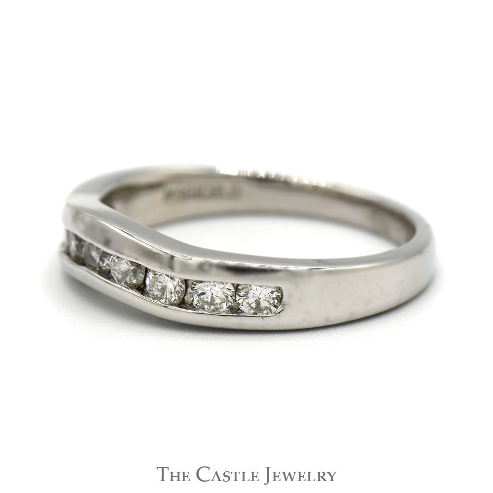 1/2cttw Curved Channel Set Diamond Wedding Band in Platinum