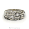 1cttw Curved Baguette and Round Diamond Band in 10k White Gold - Thumbnail 1