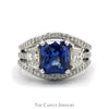 4.88ct Rectangle Sapphire Ring with 1.55cttw Diamond Accents in Platinum - Includes EGL Certificate - Thumbnail 1