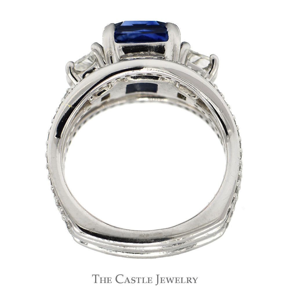 4.88ct Rectangle Sapphire Ring with 1.55cttw Diamond Accents in Platin ...