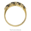 Diagonally Set Sapphire and Diamond Cluster Band Ring in 10k Yellow Gold - Thumbnail 2